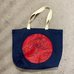 Bon Iver Navy and Red Tote Bag